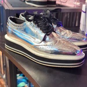 Silver Metallic Brogues - Prada copycats! Size 7 women's